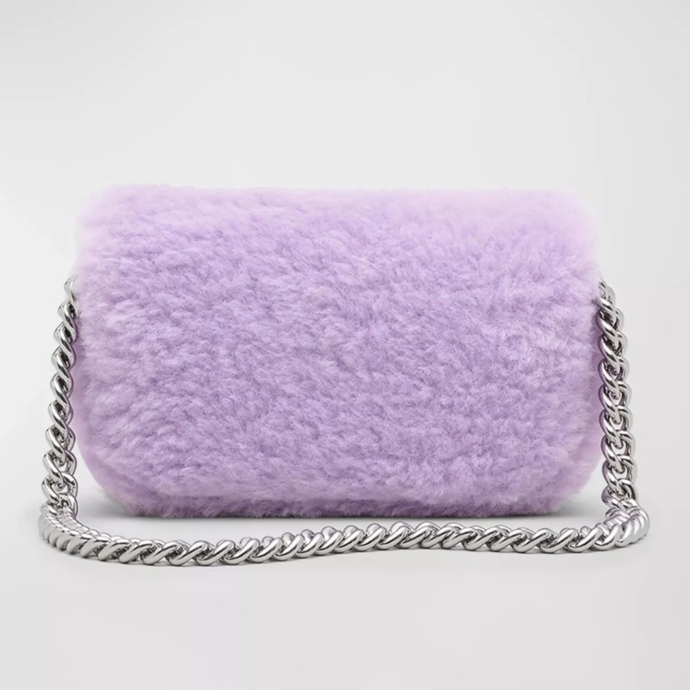 Marc Jacobs Teddy Fur The Snapshot Mini Shoulder Bag Crossbody ~NWT~ Lilac​ - Picture 6 of 7